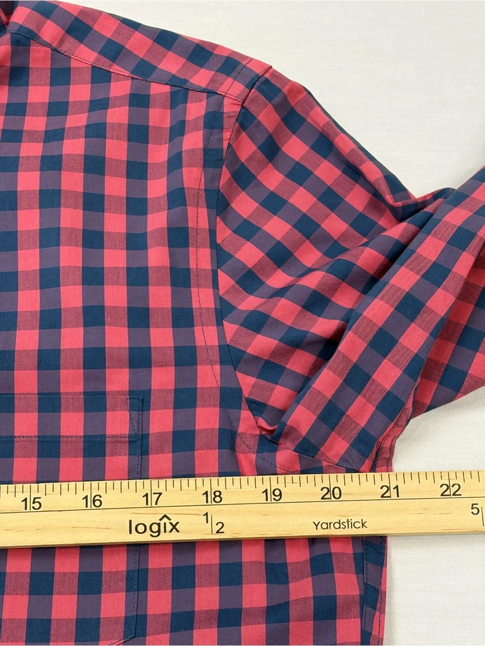 J.Crew Performance Slim Untucked Navy Red Gingham Plaid Button Down Shirt M